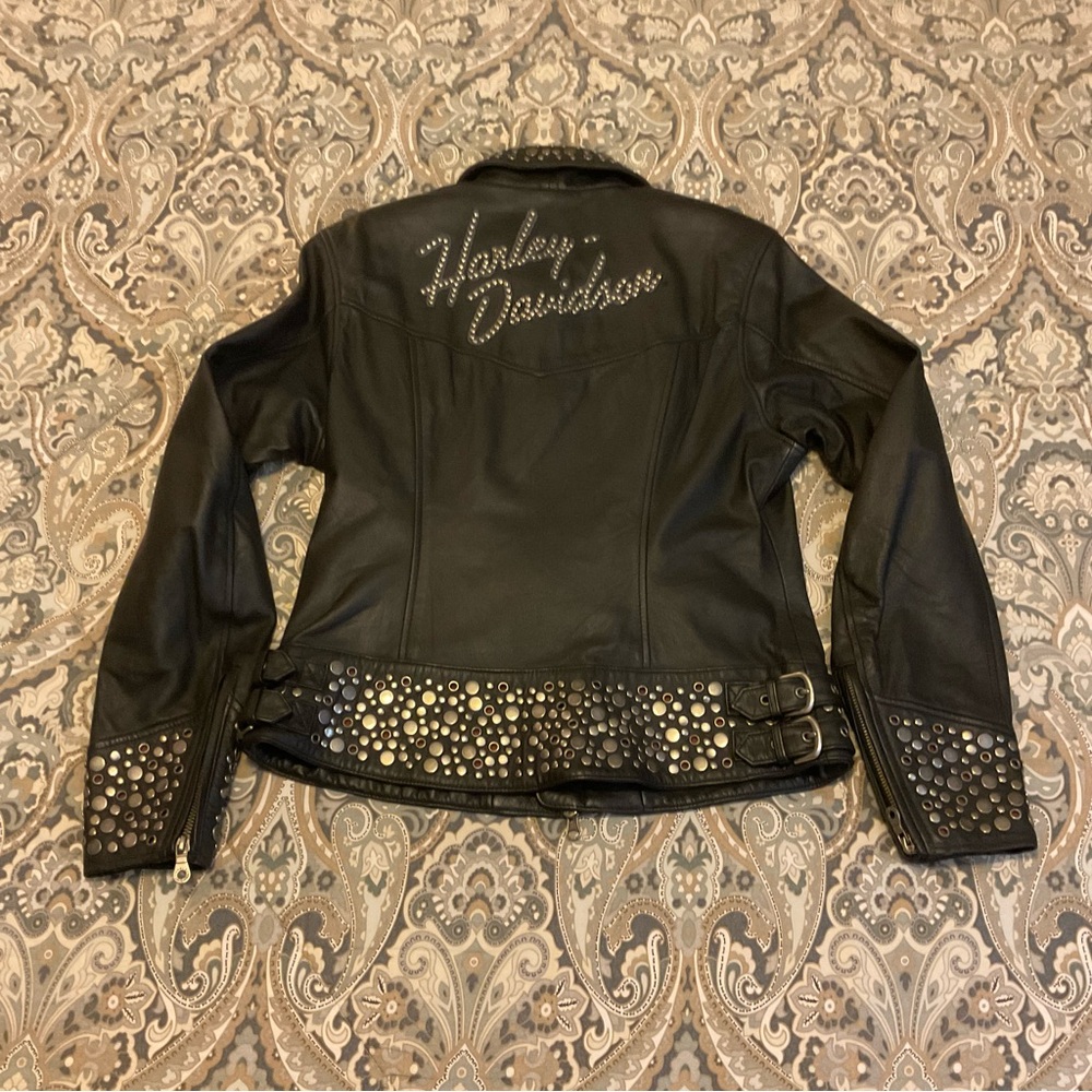 Mint Vintage Harley Davidson An American Legend Studded Leather Moto Jacket Sz S - Picture 15 of 16